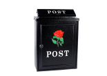 Zwarte brievenbus met roos